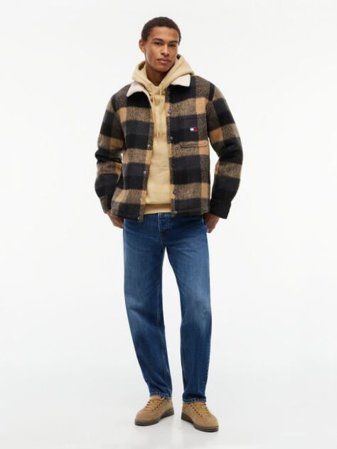 Multi Teddy Lined Brushed Flannel Oversized Shacket  Men