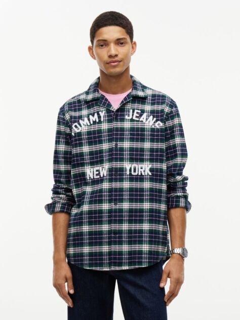 Multi Relaxed Fit Logo Embroidery Flannel Shirt  Men