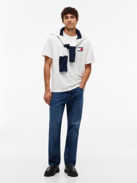 White Wavy Flag Back Logo Relaxed T-Shirt  Men