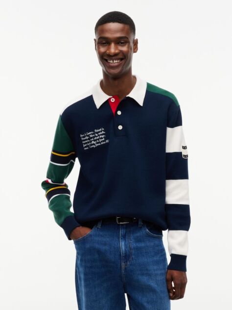 Multi Colour-Blocked Knit Rugby Shirt  Men