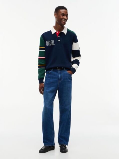 Multi Colour-Blocked Knit Rugby Shirt  Men