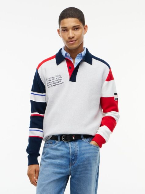 Multi Colour-Blocked Knit Rugby Shirt  Men