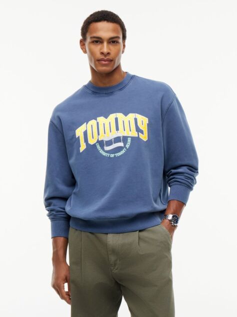 Blue Varsity Logo Relaxed Terry Sweatshirt  Men