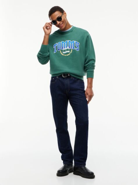 Green Varsity Logo Relaxed Terry Sweatshirt  Men