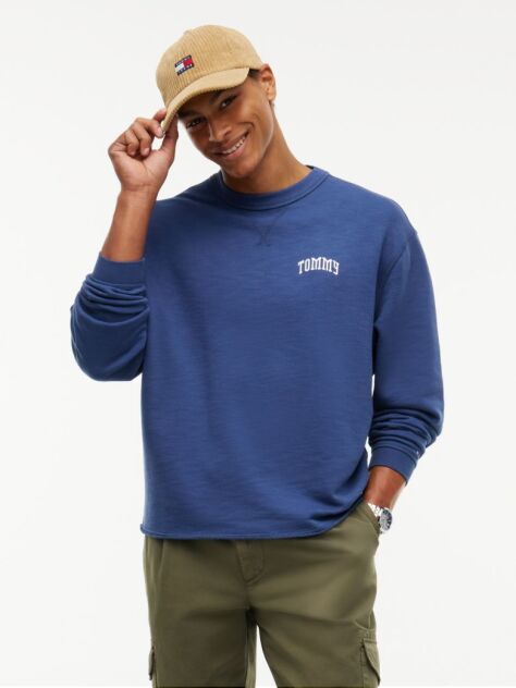 Blue Logo Relaxed Crew Neck Sweatshirt  Men