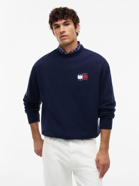 Blue Back Wavy Flag Terry Relaxed Sweatshirt  Men
