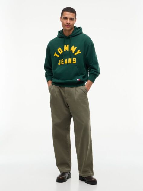Πράσινο Άνετο Fleece Hoody Με Λογότυπο  Άνδρες