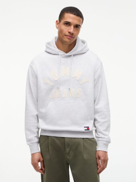 Grey Classic Logo Relaxed Fleece Hoody  Men