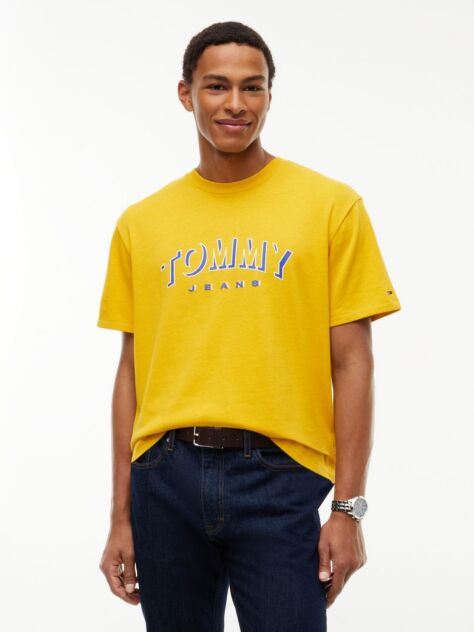 Yellow Logo Relaxed Crew Neck T-Shirt  Men