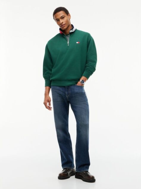 Green Tommy Badge Relaxed Quarter-Zip Sweatshirt  Men