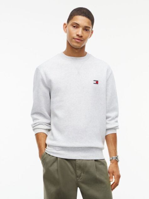 Grey Badge Fleece Crew Neck Sweatshirt  Men