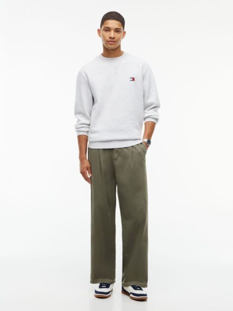 Grey Badge Fleece Crew Neck Sweatshirt  Men