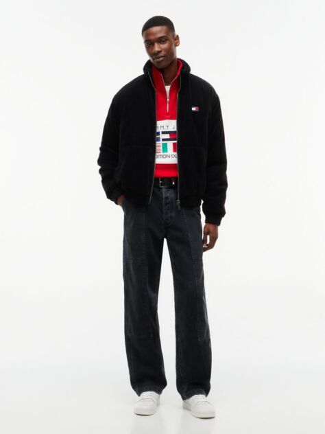Black Washed Corduroy Zip-Thru Jacket  Men