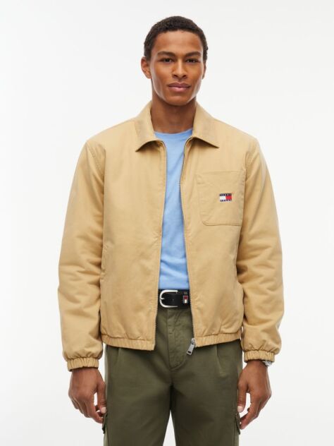 Beige Peached Twill Harrington Jacket  Men
