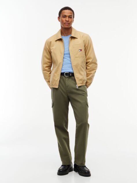 Beige Peached Twill Harrington Jacket  Men