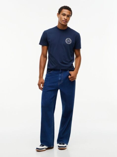Blue Wavy Flag Back Logo Jersey T-Shirt  Men