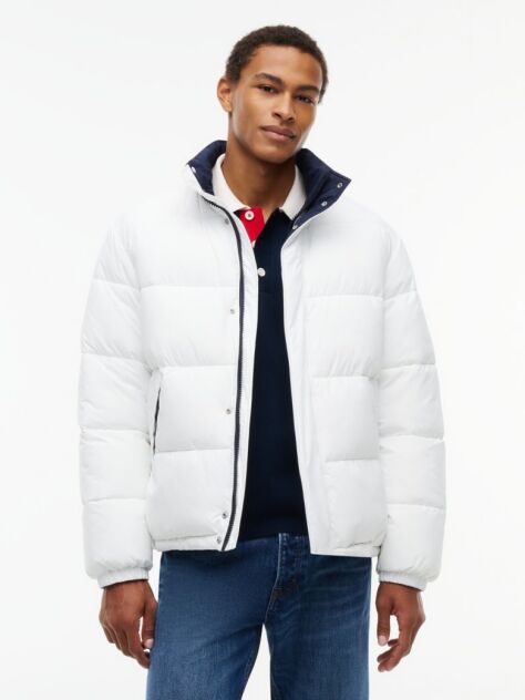 Beige Colour-Blocked Relaxed Ripstop Puffer Jacket  Men