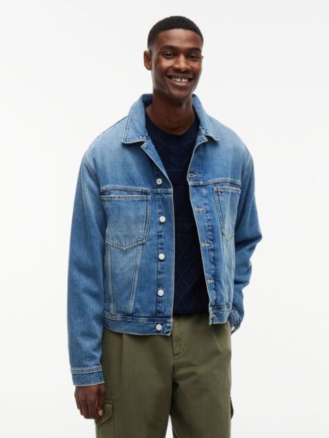 Denim Flag Badge Denim Trucker Jacket  Men