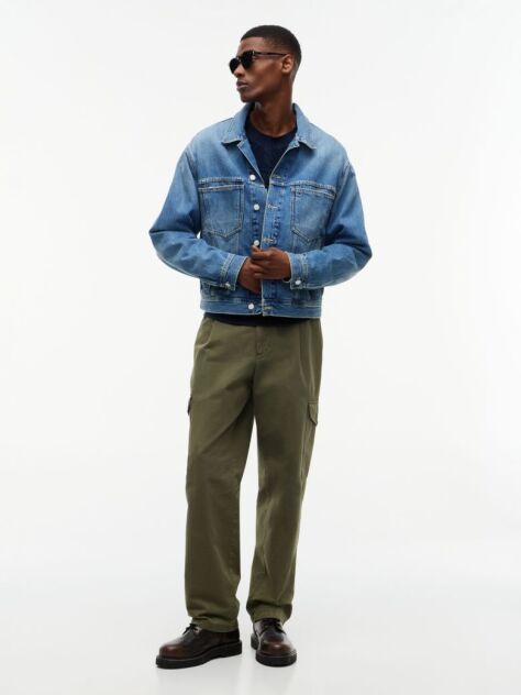 Denim Flag Badge Denim Trucker Jacket  Men