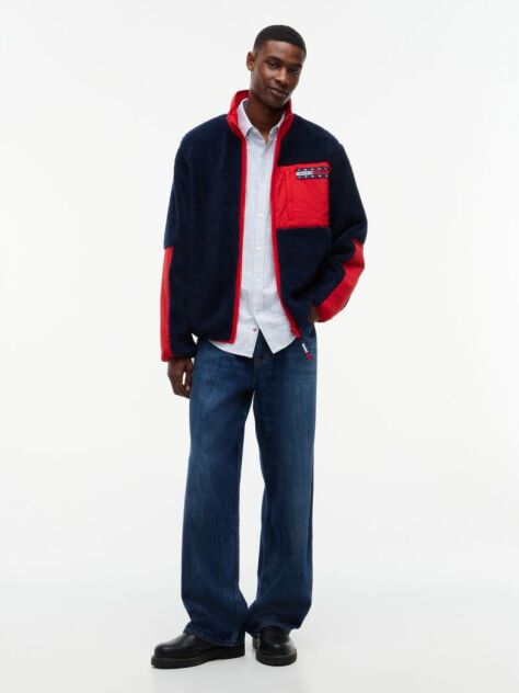 Multi Colour-Blocked Teddy Zip-Thru Jacket  Men