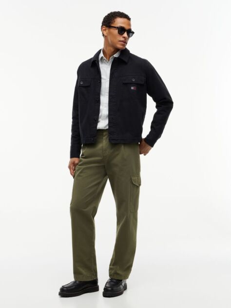Black Textured Herringbone Oversized Overshirt  Men