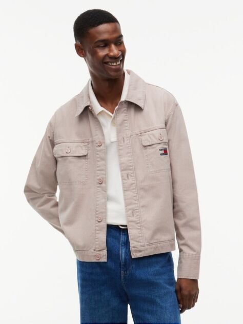 Brown Textured Herringbone Oversized Overshirt  Men