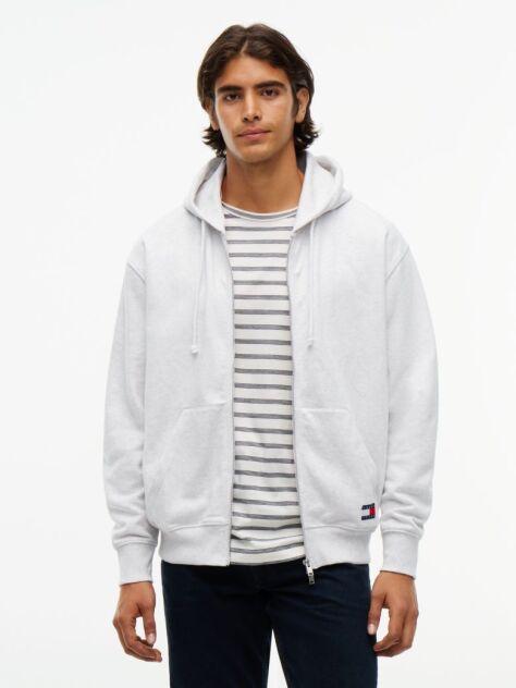 Γκρι Άνετο Hoody Με Φερμουάρ Και Λογότυπο  Άνδρες