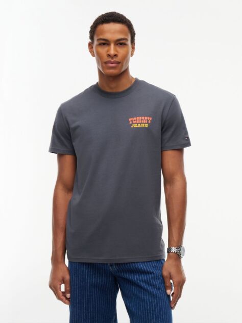 Μαύρο Βαμβακερό T-Shirt Με Κλασική Λαιμόκοψη Και Λογότυπο  Άνδρες