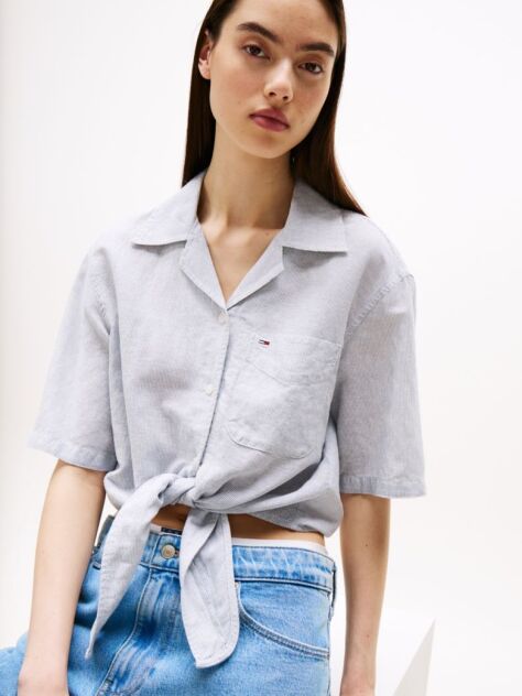 Multi Cropped Relaxed Short Sleeve Shirt  Women