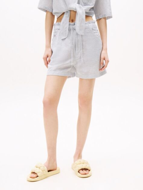 Multi Paperbag Shorts With Linen  Women