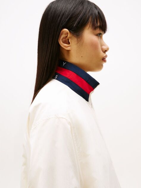 White Logo Collar Water Repellent Jacket  Women