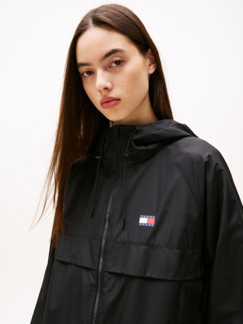Black Tommy Badge Windbreaker  Women