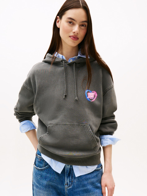 Black Back Graphic Boxy Hoody  Women