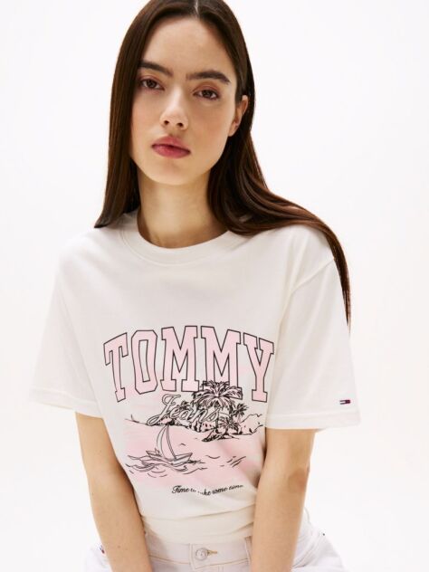 Beige Tropical Graphic Relaxed Fit T-Shirt  Women