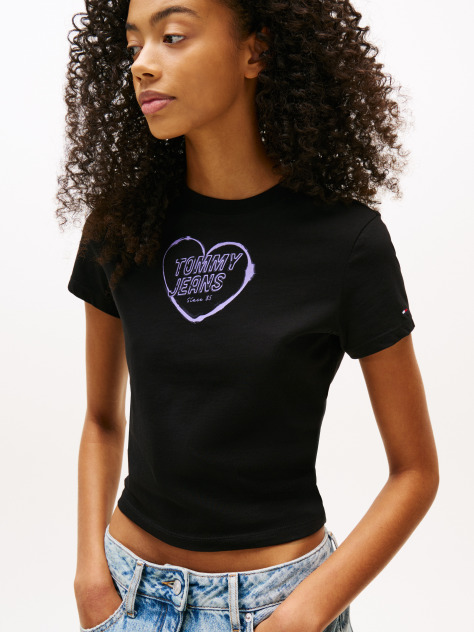 Black Graphic Slim T-Shirt  Women