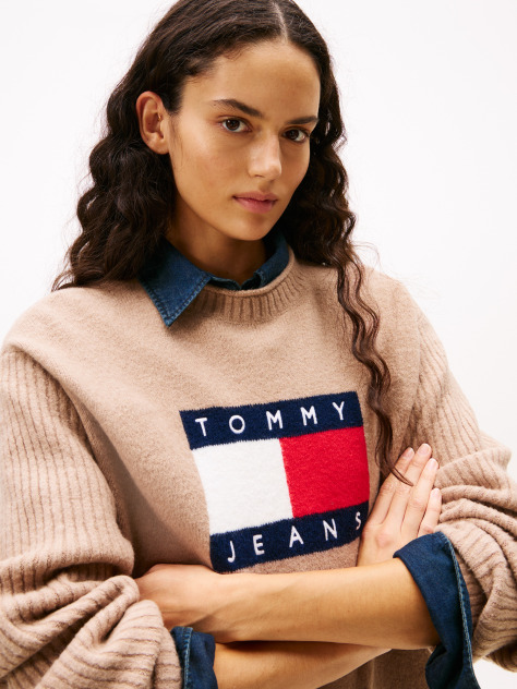 Καφέ Μίνι Πλεκτό Φόρεμα Με Σήμα Tommy  Γυναίκες