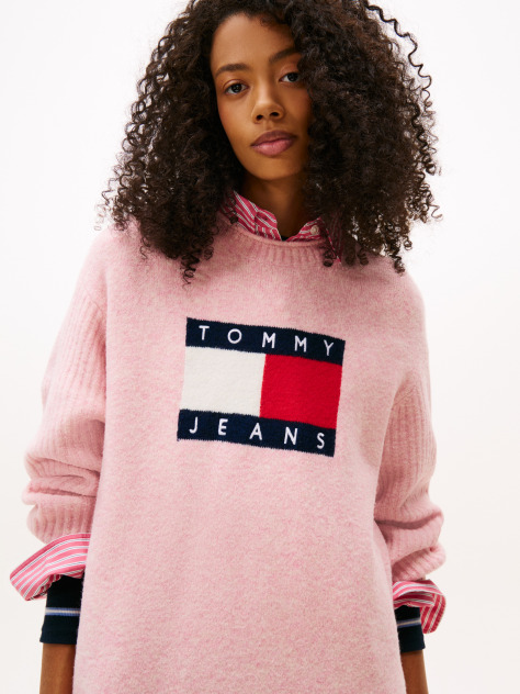 Ροζ Μίνι Πλεκτό Φόρεμα Με Σήμα Tommy  Γυναίκες