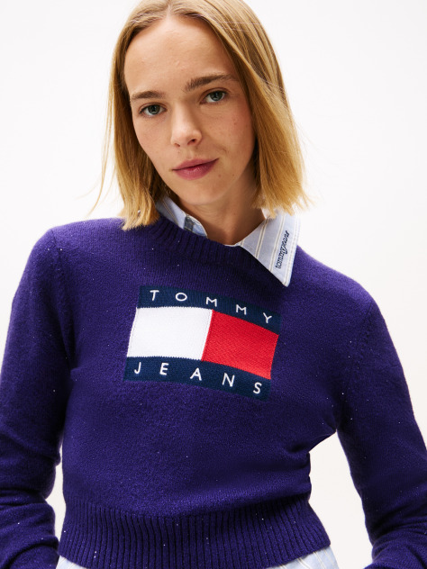 Μωβ Πουλόβερ Σε Slim Γραμμή Με Σημαία Tommy  Γυναίκες