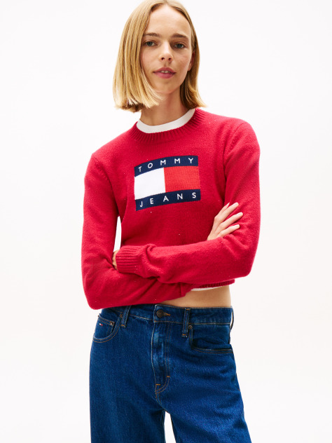 Κόκκινο Πουλόβερ Σε Slim Γραμμή Με Σημαία Tommy  Γυναίκες