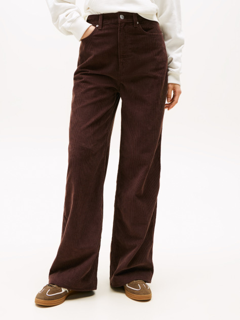 Brown Claire Corduroy High Rise Wide Leg Trousers  Women