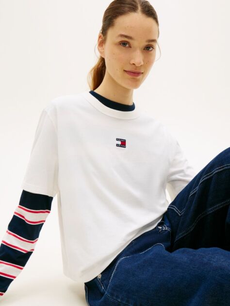 Beige Boxy Badge Tee  Women