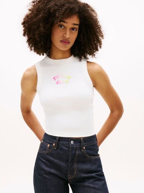 White Bubble Logo Slim Tank Top  Women