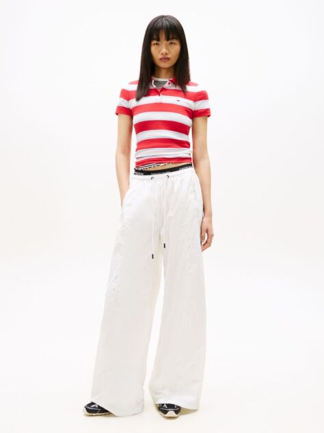 White Repeat Logo Tape Wide Leg Joggers  Women
