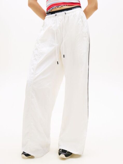 White Repeat Logo Tape Wide Leg Joggers  Women