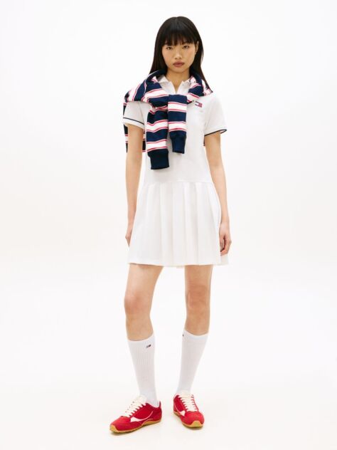 White Tommy Badge Pique Polo Dress  Women