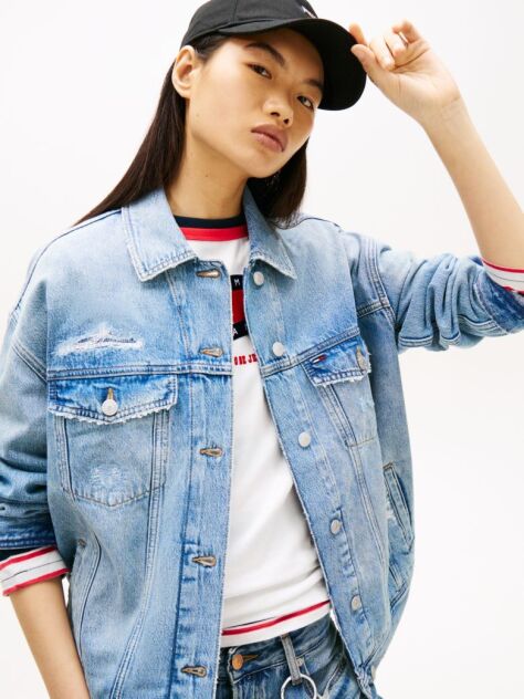 Denim Oversized Denim Τζάκετ Με Σκισίματα  Γυναίκες