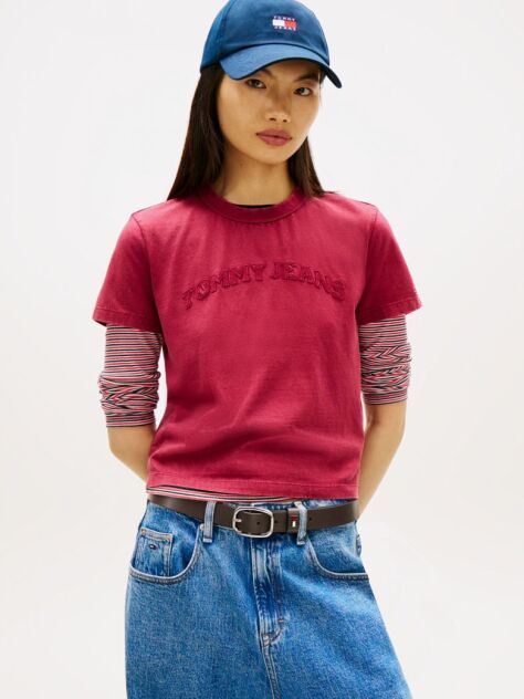 Pink Regular Tonal Logo Crew Neck T-Shirt  Women