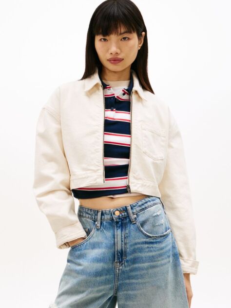 Denim Denim Τζάκετ Με Φερμουάρ Και Cropped Γραμμή  Γυναίκες