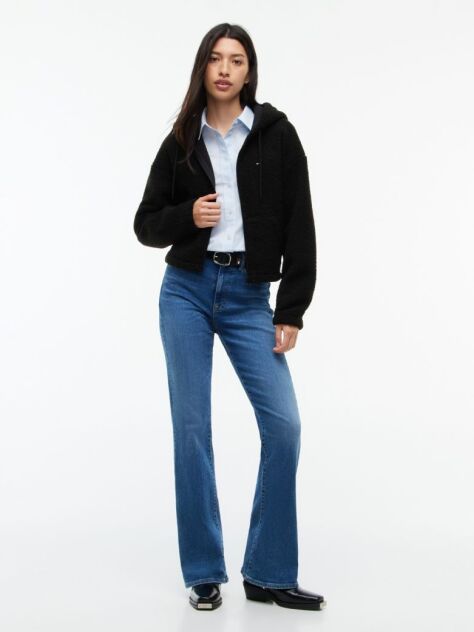 Μαύρο Hoody Με Teddy Fleece Φινίρισμα Και Φερμουάρ  Γυναίκες