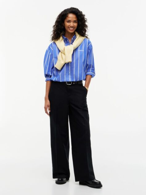 Multi Πουκάμισο Oversized Cropped Από Ποπλίνα   Γυναίκες